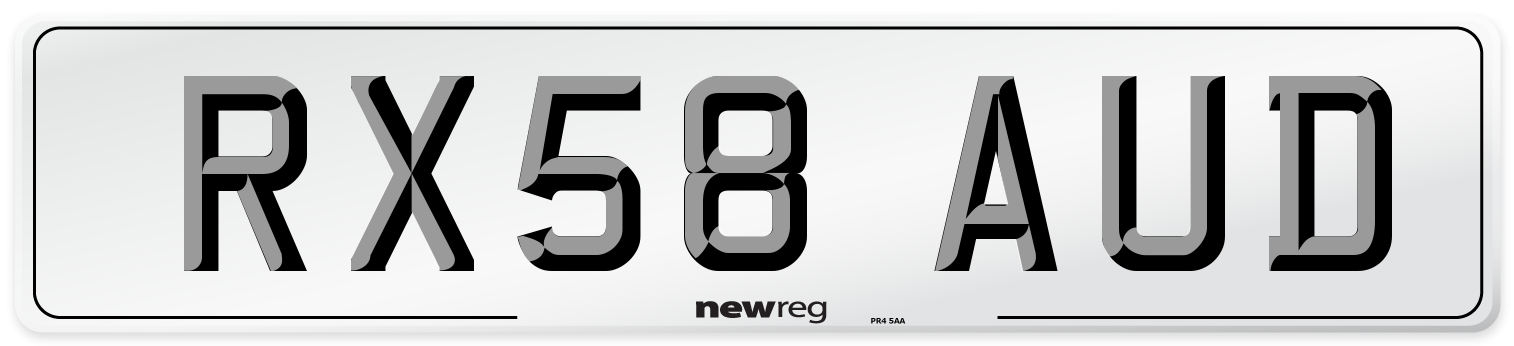 RX58 AUD Number Plate from New Reg